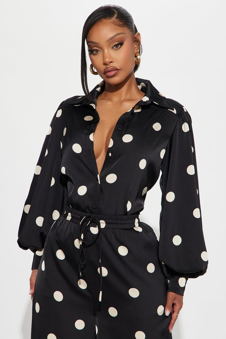 Chloe Satin Pant Set - Black/White